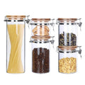High Quality 1000ml 2000ml Large Kitchen Flour Pasta Food Storage Airtight Containers Clip Top Jar Set with Bamboo Lid
