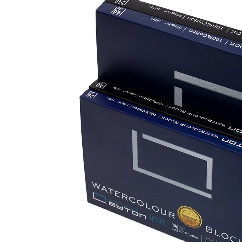 Leyton 2:1 Ratio 50*25cm Cold Press 20 Sheets 300gsm Four-sided Sealant Wholesale Cotton Watercolor Paper LD3474 Watercolor Book