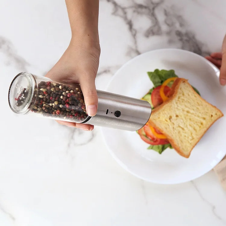 Top Seller USB Electric Spice Mill Rechargeable Salt and Pepper Grinder Electric Pepper Grinder with Glass Bottle