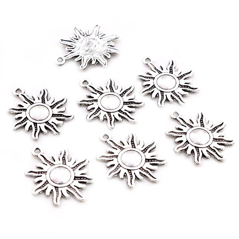 10pcs 28x24mm Sunflower Antique Silver Plated Charms Pendant DIY Jewelry Making Findings Supplies for Necklace Bracelet