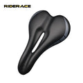 RIDERACE Bicycle Extra Soft Saddle Gel Leather Padded Cushion Saddle MTB Road Bicycle Wide Seat Retro Hollow Seat for Bike Parts