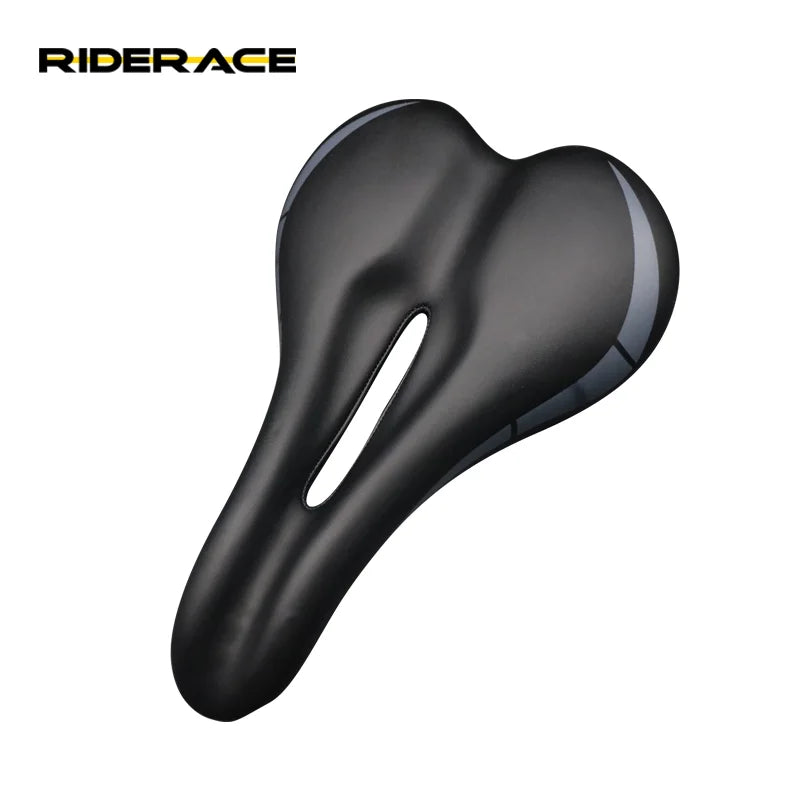RIDERACE Bicycle Extra Soft Saddle Gel Leather Padded Cushion Saddle MTB Road Bicycle Wide Seat Retro Hollow Seat for Bike Parts