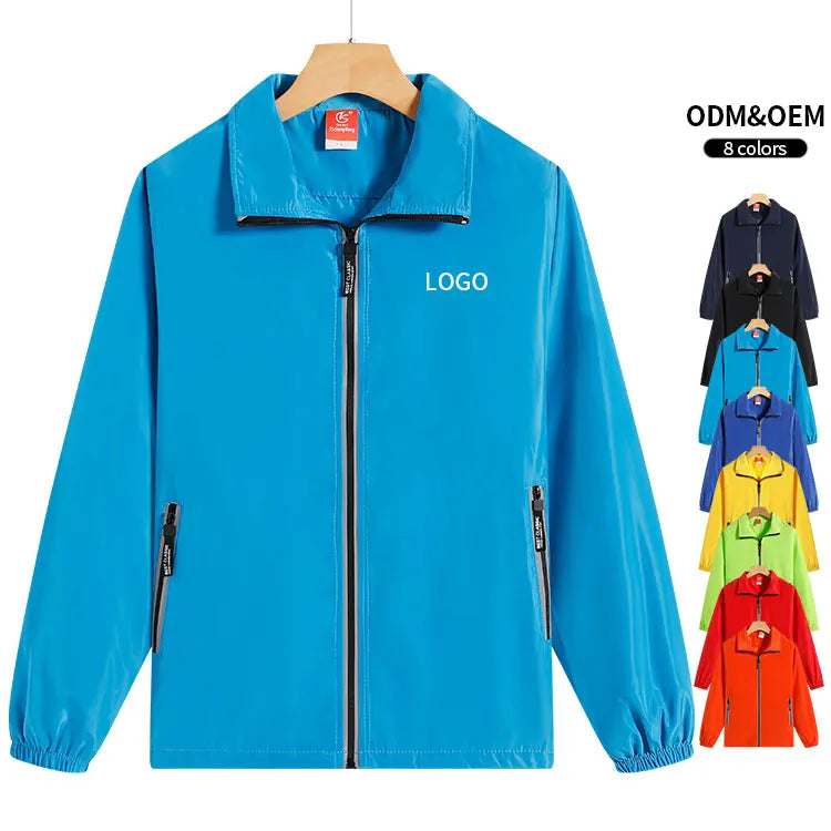High Density Soft Fiber Polyester Men's Windbreaker Jackets Outdoor Water and Wind Proof Jackets Support Custom