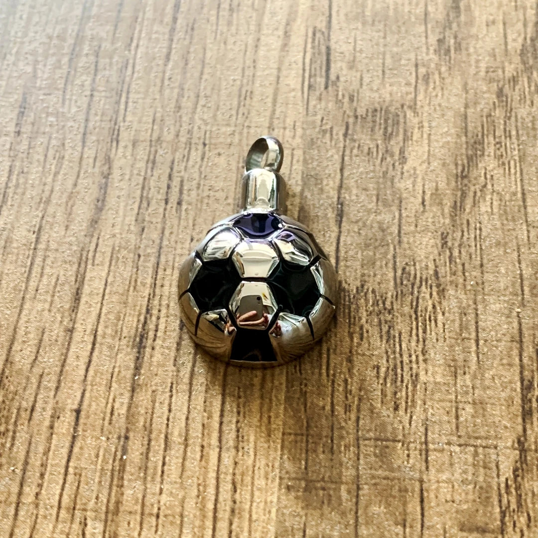 Vintage Children's Football Soccer Pendant Openable Stainless Steel Ash Keepsake Holder Memorial Cremation Urn