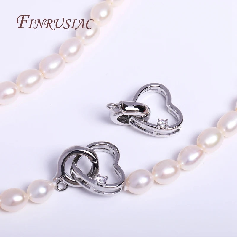 Rhodium Plated Heart Zircon Clasp Fastener DIY Jewelry Making Accessory Brass Zircon Clasp Connector for Bracelet Necklace