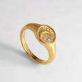 Minos Stainless Steel Moon Rings Hypoallergenic Jewelry 18K Gold Plated Signet Rings with Moon for Women