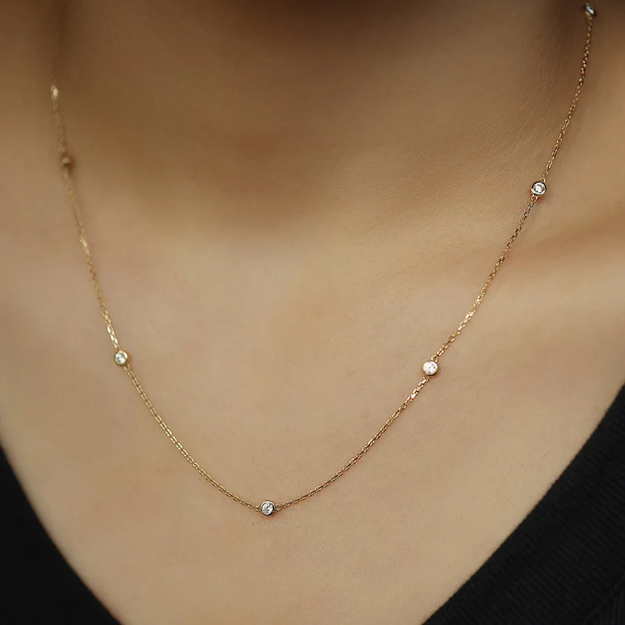 Delicate 14k Gold Plated 925 Sterling Silver Cubic Zirconia Choker Necklace for Women Engagement Gifts