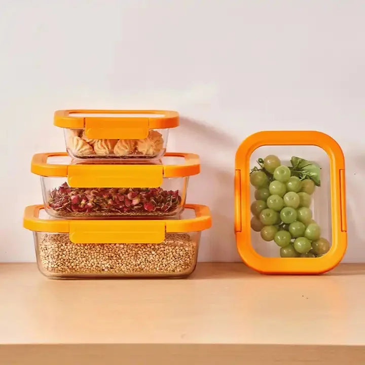 Microwaveable Air Tight Kitchen Glass Containers Eco-Friendly Meal Prep Glass Food Storage Containers With Lids