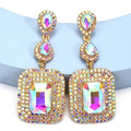 Kaimei 2025 Earring Geometric Crystal Earrings for Women Rhinestone Long Drop Diamond Crystal Wedding Earrings Jewelry