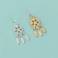 Vintage 925 Sterling Silver Pave Zircon Lucky Dreamcatcher Pendant Charm With Tassel for Jewelry Making