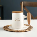 Promotional Ceramic Custom Wooden Handle Porcelain Mugs Whit Lids for Tea Coffee Milk Ceramic  Mug