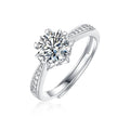 Luxury 925 Sterling Silver Classic Round 1 Carat Moissanite Diamond Ring  Fine Jewelry for Women Lady Wedding Gift
