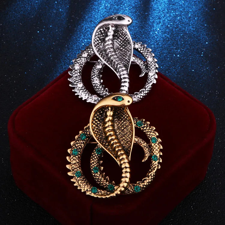 Hot Selling Personality Mens Suit Accessories Trend Diamond Cobra Snake Brooch Wholesale