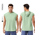 Wholesale Men's Fitness Running Vest Loose Quick Dry Breathable Solid Color Gym Workout Fitness Sleeveless Shirt Tops Hoodie