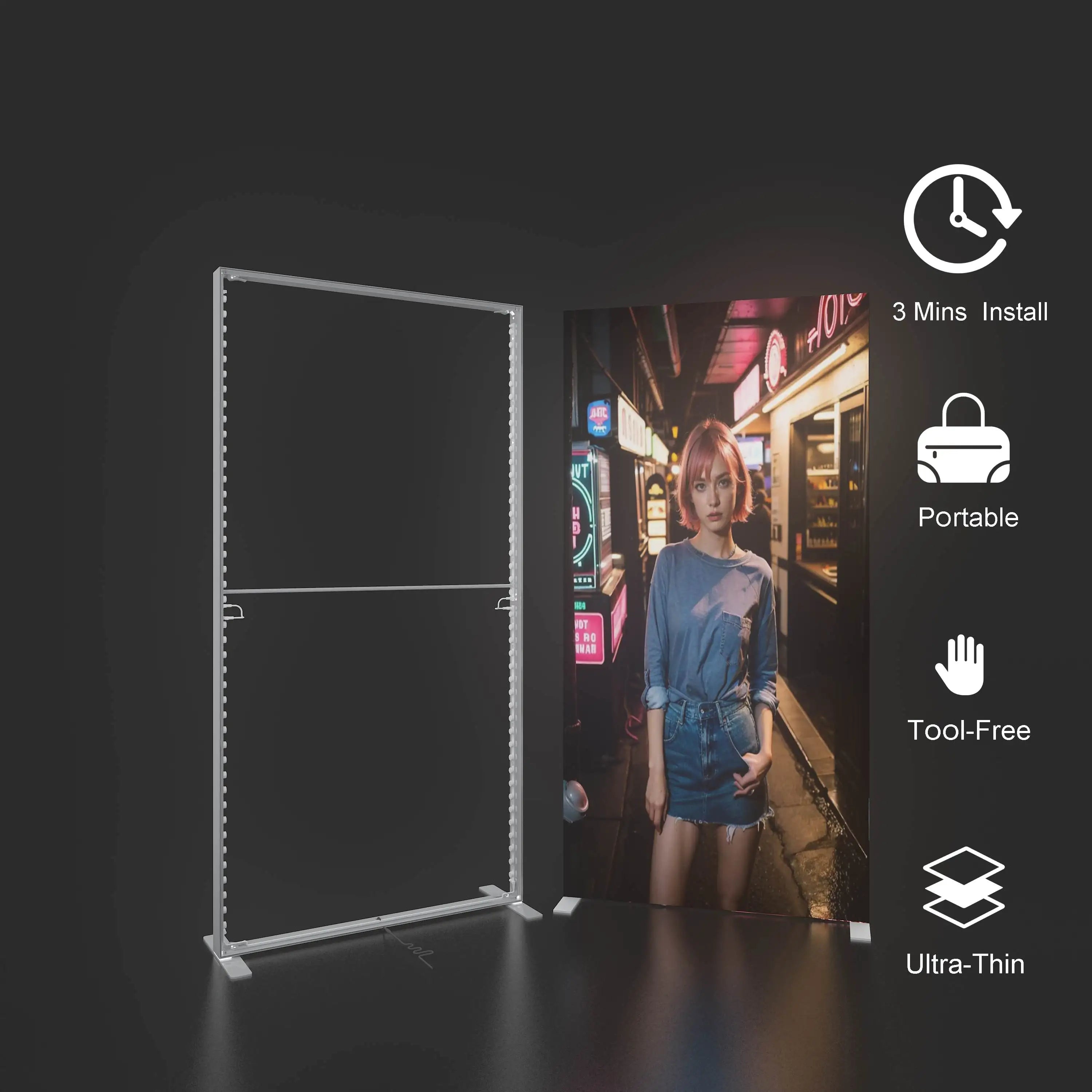 ANEW Tool Free Seg Light Box Booth Advertising Tradeshow Exhibition Booth Display Tension Fabric Backdrop Led Backlit Light Box