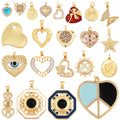 New Vintage Victorian Love Heart Zircon Charm PendantCreative Butterfly Pentacle 18K Gold Plated Jewelry Necklace Supplies L25