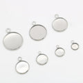 Stainless Steel Gemstone Pendant with Hollow Support Circular Bottom Accessories Welded Single Circle DIY Stainless Jewelry