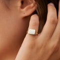 2022 New Engraving Message Jewelry Gift Minimalist Letter Word Square Stainless Steel Ring Water Resistant Ring for Women