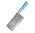 In Stock 7 Inch Luxury Knife VG10 Damascus Steel Curved Blade Design Laser Patterned Blade Cleaver Chef Knife WIth Resin Handle