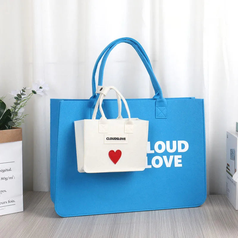 New Fashion Style Felt Shopping Bag Creative Bag Large Capacity Shoulder Bag Can Be Logo Color on Demand