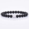 Best Selling Handmade Black Onxy Gemstone Beaded Bracelet With Steel Customized Logo Charm