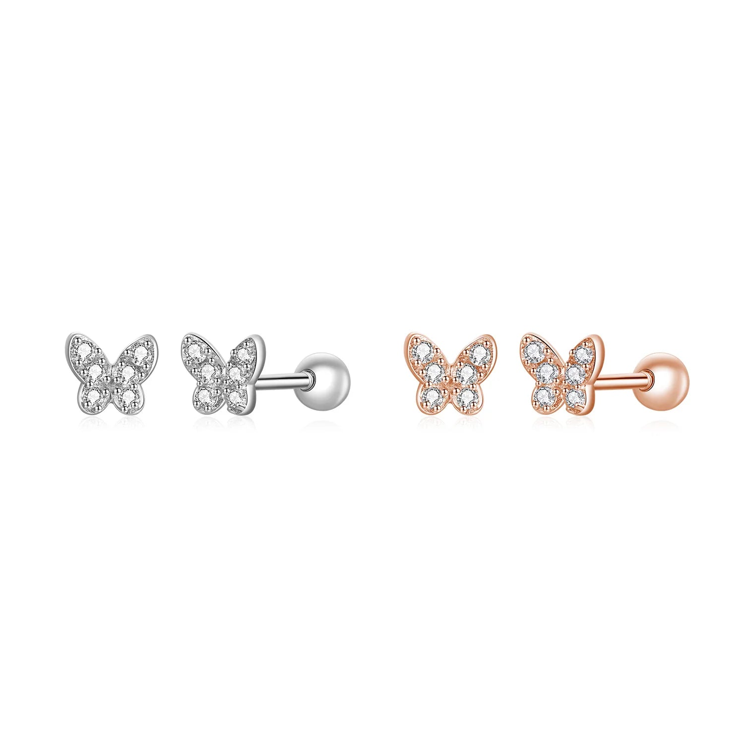 925 Sterling Silver Butterfly Stud Earrings Animal Stud Earrings for Women Fashion Silver Jewelry SCE1116