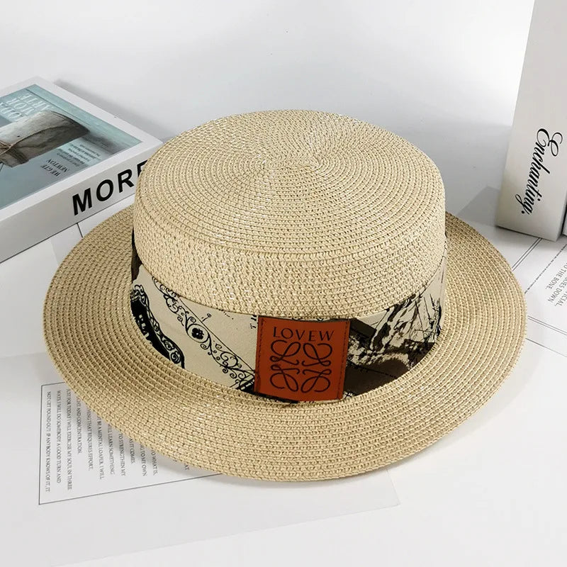 Summer Women Straw Hat Flat Hat for Female Sun Beach Cap Bone Casquette Gorras  Bowler Hat