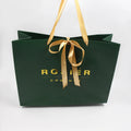 White Custom Luxury Gold Foil Paper Bag with Ribbon Handle Wholesales Boutique Clothing Use Paper Shopping Bag