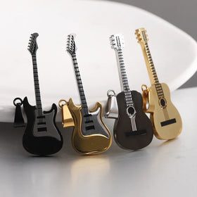 Nabest Jewelry Supplier Hip Hop Music Hobbies Stainless Steel Guitar Pendant Chokers Necklaces