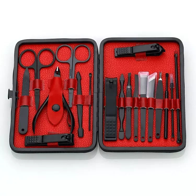 19-Piece Stainless Steel Manicure Set for Personal Care Includes Tweezers Scissors Nail Clipper Nails Care Trimmer
