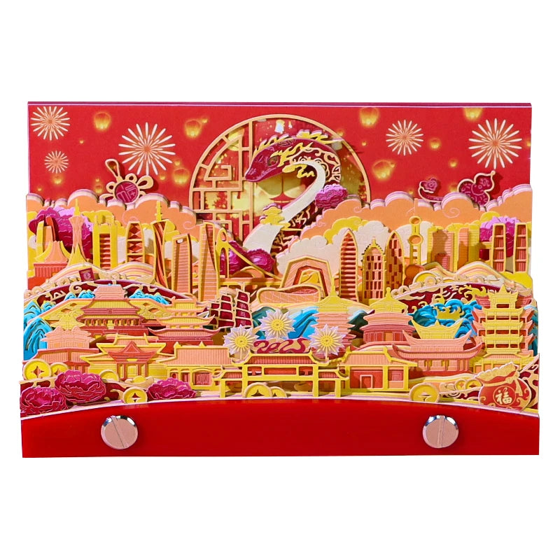 3D Memo Pad Custom Sticky Note Snake Year Desk Calendar Tear Off Note Pad Stataionery Acrylic Box Gift for Birthday Christmas