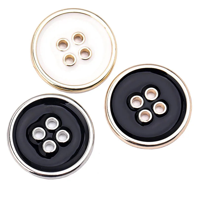 Four Eyes Gold and SIL Thin Edged Drop Oil Small Alloy Metal Button Shirt Suit Trousers Decorative Accessories Garment Buttons