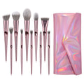 Professional Soft Synthetic Hair Pink 10 PCS Makeup Brush Set with Fan Brush for Face Eye Shadow Blending & Concealer Use