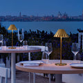 Exclusively Hotel Golden Metal Scallop Table Lamp LED Restaurant Hotel Cordless Rechargeable Table Lamp