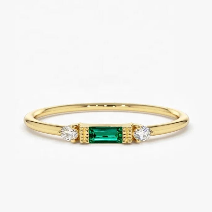 Hawaiian Wholesale Jewelry Gold Plated Silver 925 Diamond CZ Baguette Ring