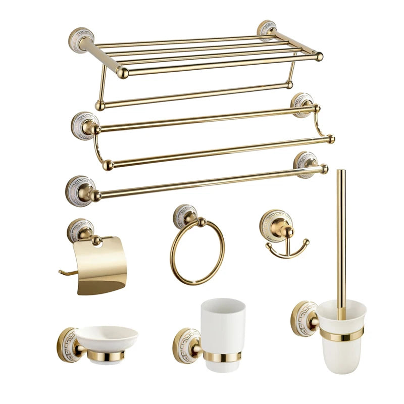 Gold Ceramic Shower Bathroom Accessories Set for Hotel