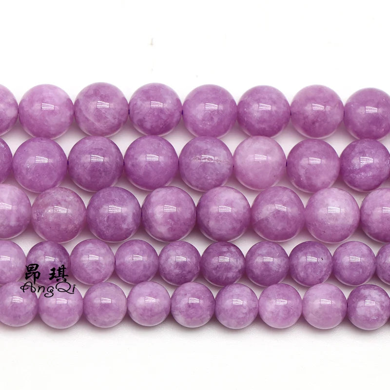 Wholesale Natural Stone Beads Round Dyed Purple Kunzite Stone Loose Beads for Jewelry Making 6 8 10 12mm Pick Size