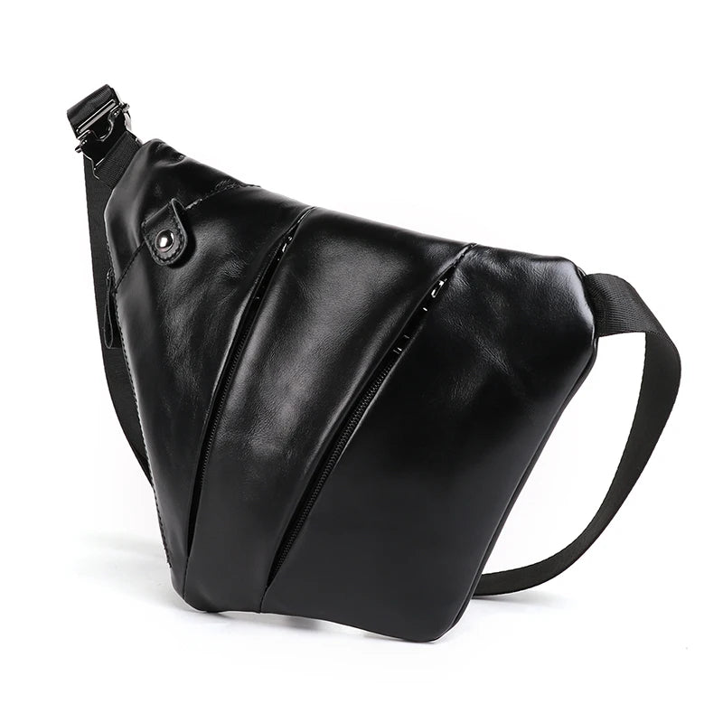 BEARKY Modern Design Men's Waist Fanny Pack Hot Sale Casual Aesthetic Outdoor Leather Belt Bag with Zipper Closure for Hiking