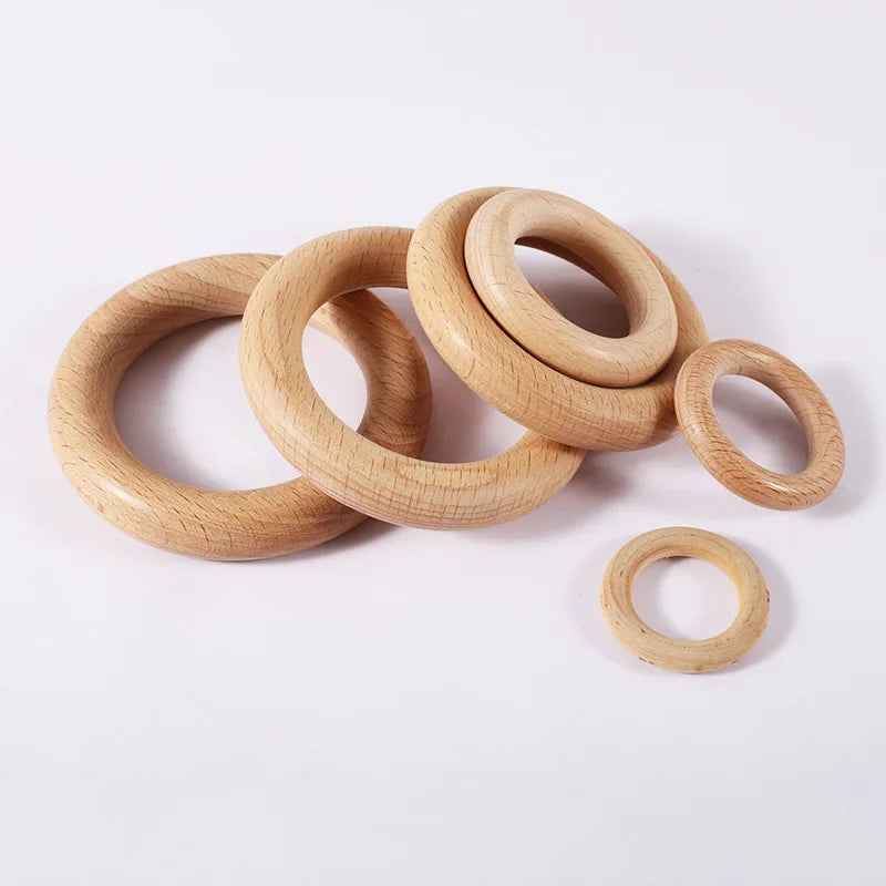 Beech Round Unfinished Wooden Napkin Ring Solid Wood Circles  Hoop Pendant Connectors Plant Hanger Wood Rings Hoops for Craft