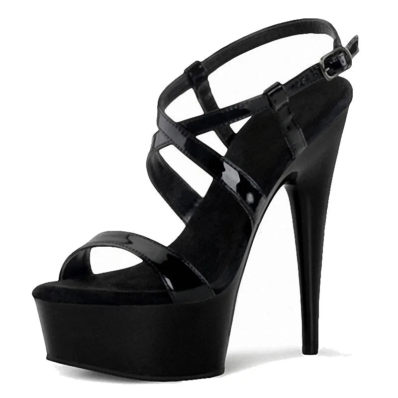 New pole dance high heels 15cm strip dance shoes Club leaky toe platform large dance shoes women's High Heels Sandals