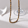 Bohemian Jewelry Non Tarnish Women Accessories Stainless Steel Brown Beaded Chain Choker Necklace