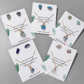 Raw Gemstone Earring Studs Raw Crystal Pendant Necklace and Gold Stone Stud Earrings Jewelry Set Gifts
