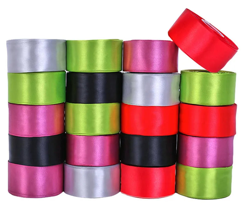 Factory Wholesale Eco-Friendly Double Face 100% Polyester Satin Ribbons Wedding Decor Colorful Dotted Pattern