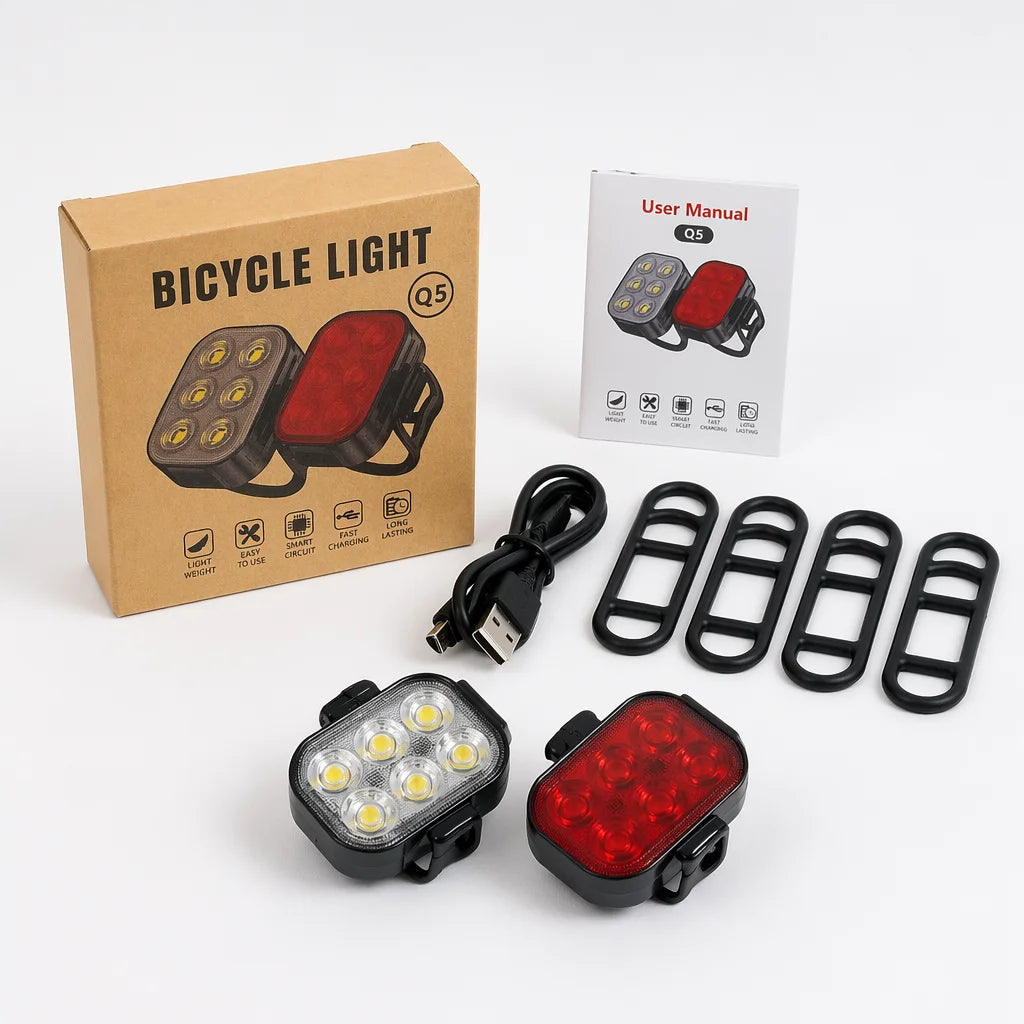 Bike Light Q5 LED Bicycle Front Rear Lights USB Charge Headlight Cycling Taillight Bicycle Lantern Bike Accessories Lamps