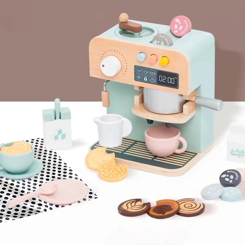 Wholesale Coffee Maker Play Wooden Toddler Multi Play Kitchen Accessories Kids Pretend Toys Set for Kids Girls Boys