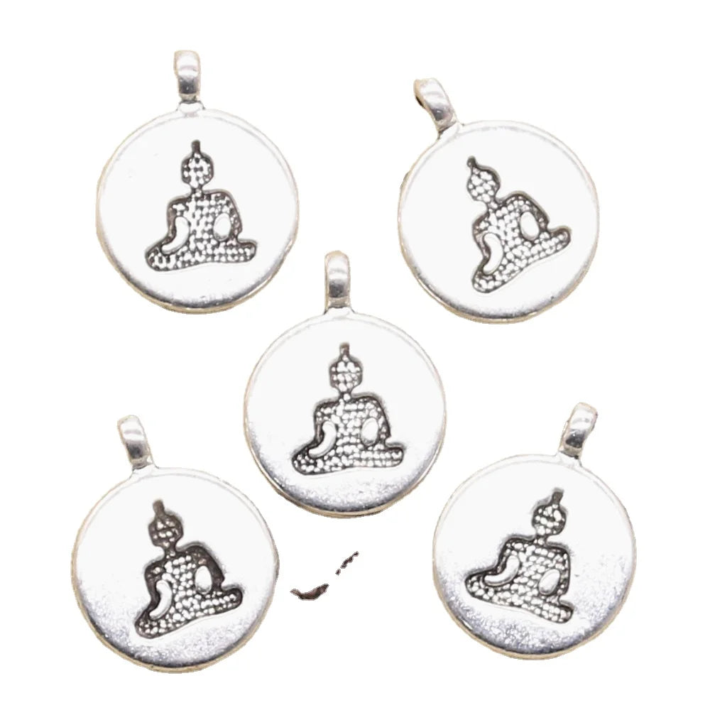 Antique Silver Inspirational Jewelry Yoga Pendant Buddha Charms Yoga Om Lotus Sitting Charms