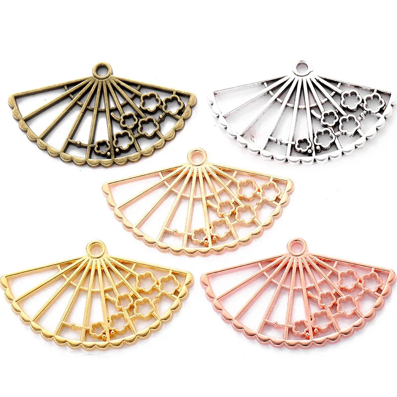 YuenZ 5 Color Fan Charms 40x24mm for Necklace Earring Pendants DIY Jewelry Making Handmade Craft J454