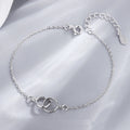 Fashionable 925 Sterling Silver Double Circle Bracelet Simple Geometric Circle Design with Personality Women Girls Anniversaries