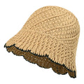 Sewingman B0352C Foldable Jacquard Sun Protection Black Cloche Straw Hats