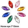 Faceted Acrylic Rhinestone Navette Horse Eye 7*15mm Flat Back Beads